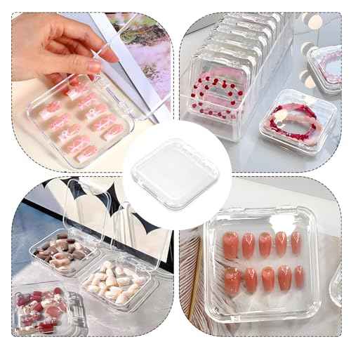 16 PCS Clear Press on Nail Packaging Press on Nail Case for Fake Storage Display Salon Nails Nails Container Boxes with 60 PCS Adhesive Double