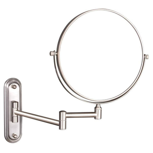 Gecious Wall Mounted Makeup Mirror Nickel, Double Sided with 10X Magnification,Wall Mount Vanity Mirror for Bathroom, 360 Swivel
