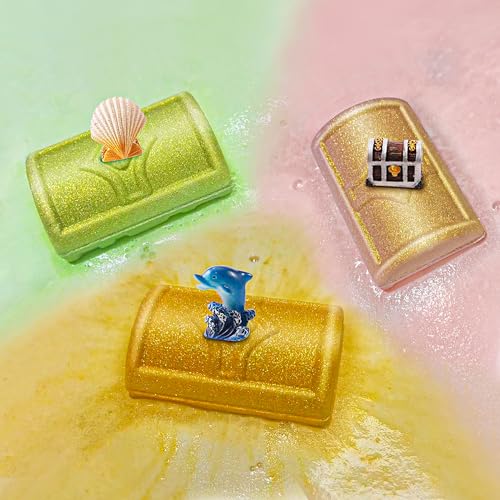 Bath Bombs for Kids with Surprise Toys Inside, 9 Pack Treasure Chest Bath Bombs Gift Set, Handmade Bubble Bath Fizzes Bomb with Toys, for Child-Safe, Fun & Educational, Ideal Gift for Kids