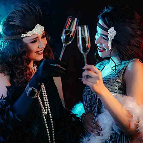 Patelai 4 Pcs Vintage 1920s Flapper Headband Rhinestone Flapper Headpiece Roaring 20s Accessories for Women Halloween