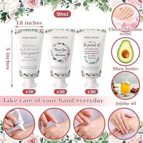 90 Pcs Employee Appreciation Team Gifts Bulk Thank You Employees Hand Cream Inspirational Travel Size Hand Lotion for Christmas Stocking Stuffers Teachers Staff Employees Coworkers