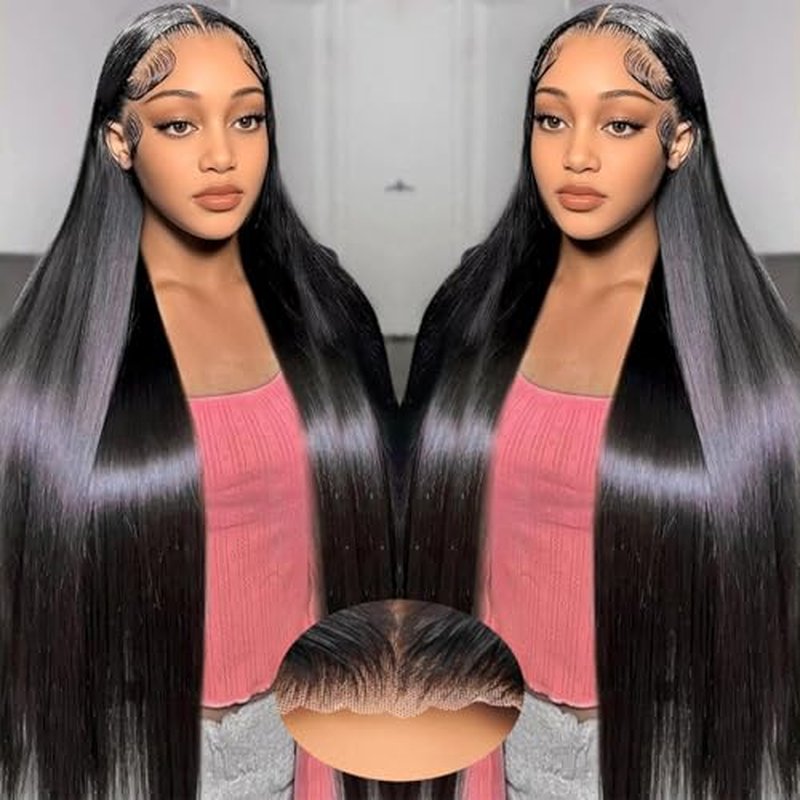 24 Inch Straight Glueless Wigs Human Hair Pre Plucked Pre Cut 9X6 HD Clouser Lace Front Wigs 220% Density Straight Human Hair Wigs for Black Women