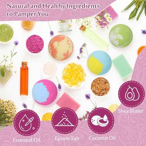 Bath Bombs for Women, 20 Handmade Bath Bombs Gift Set with Shea Butter Moisturizing & Essential Oils, SPA Relaxing Gifts for Women & Men, Her, Girlfriend, Wife, Birthday, Amazing Present for Kids