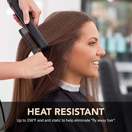 Professional 8.8 Inch Tail Comb (5 Pack) - Black Carbon Fiber and Stainless Steel Pintail - Anti Static and Heat Resistant Teasing Comb - Lightweight for All Hair Types