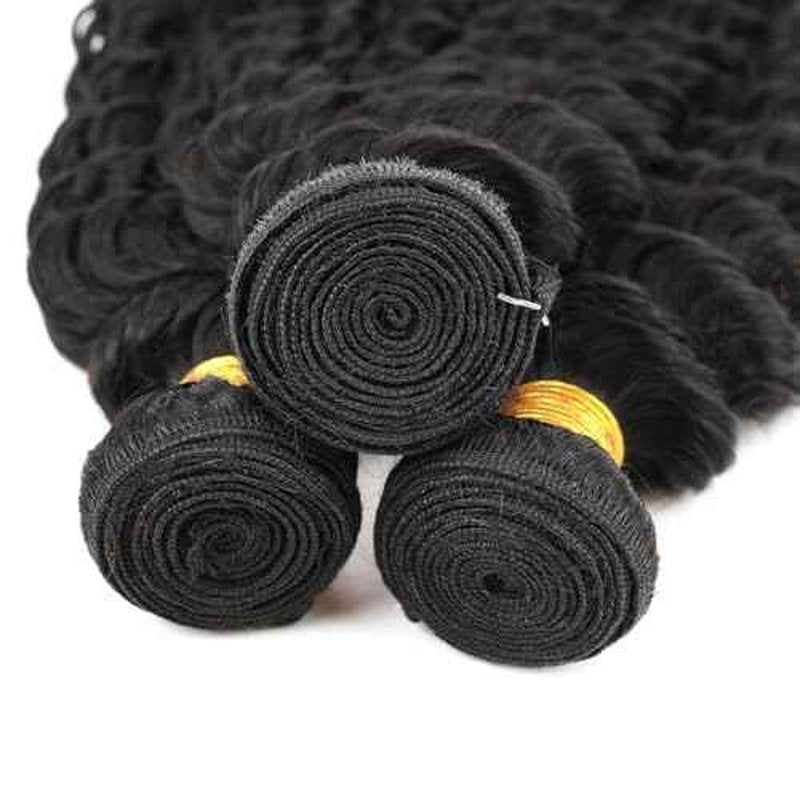Human Hair Bundles Brazilian Deep Wave Human Hair 3 Bundles 20 22 24inch 100% Unprocessed Virgin Deep Wave Curly Water Wave Wet and Wavy Weaves