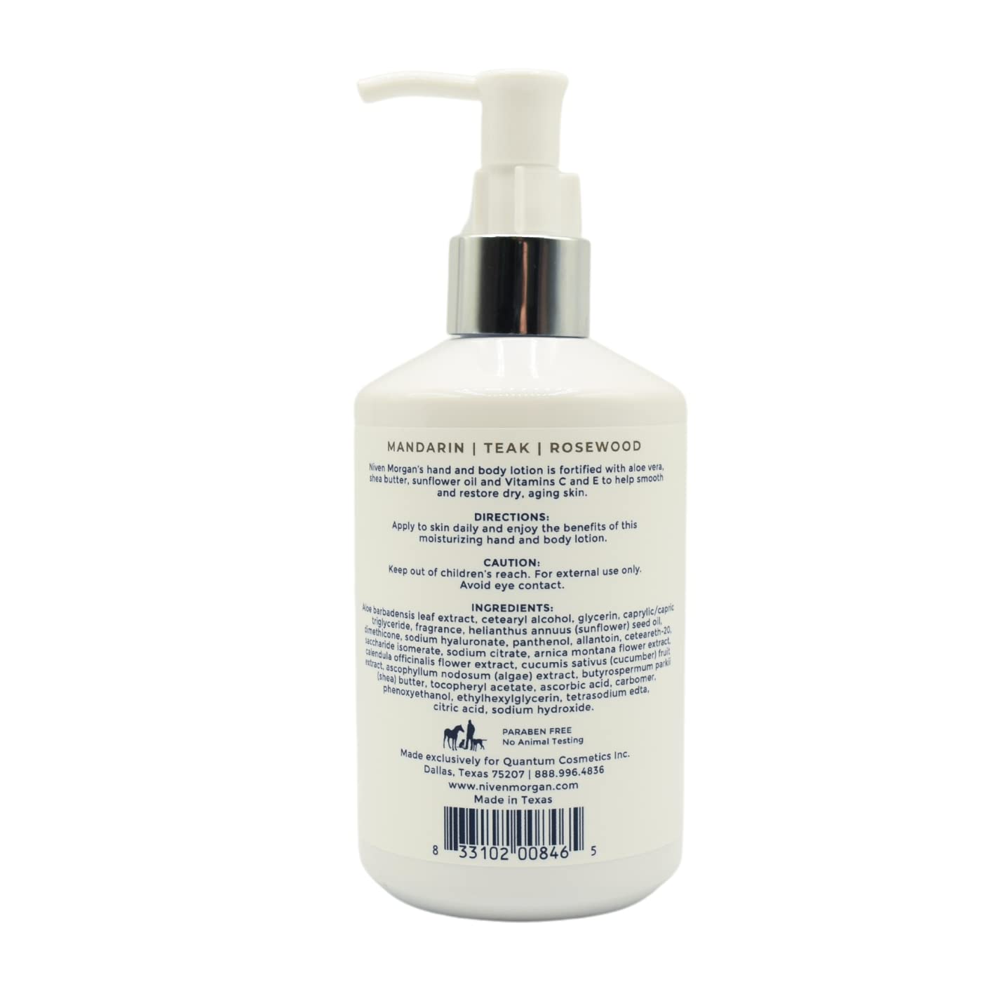 Niven Morgan Mandarin, Teak and Rosewood Hand and Body Lotion 10.5 Fl Oz / 310 mL