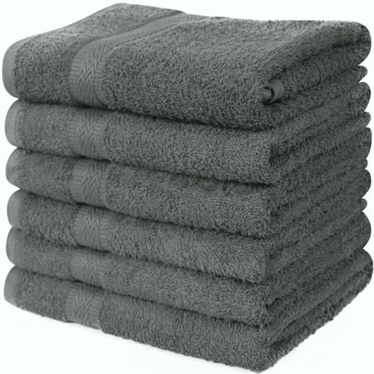 Linteum Textile Supply Premium Hair Drying Towels 100% Ring Spun Cotton Hair Towel for Women, Men, Kids 20x40 inches Quick Dry Salon Towels Hand Towel for Gym, Hair Care, Spa [Pack of 12] 2.5 lb Grey