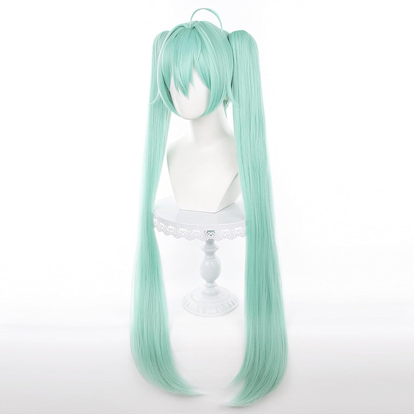 Cosplay Halloween Wig - Cute Bunnies Double Ponytail 90cm Long Green Gradient Curly Synthetic Hair for Women