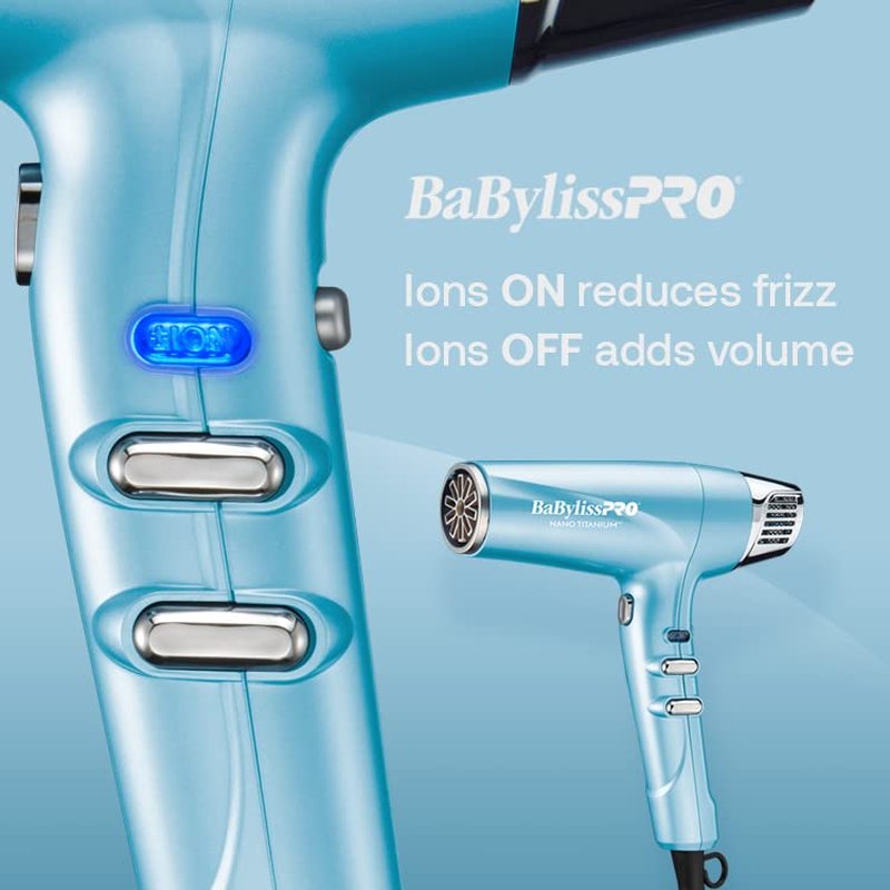 BabylissPRO Nano Titanium Hair Dryer - 1875W Professional Blow Dryer | Lightweight Ionic Technology for Faster, Frizz-Free Drying