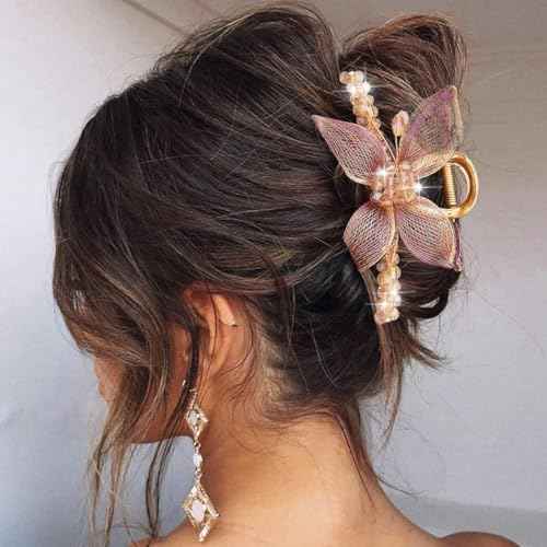 CAKURE Flower Claw Clip Sparkly Hair Claw Clip Fancy Hair Accessoreis for Women