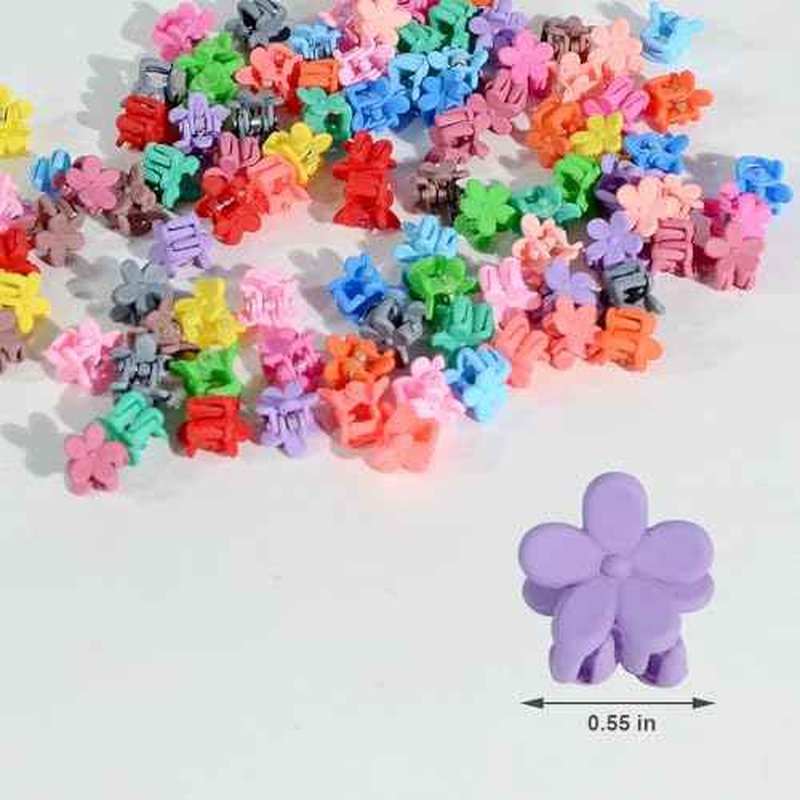 Mini Flower Hair Clip Flower Clips,Colorful Mini Hair Claw,for Women, Girls,Baby, Toddler Bangs Strong Grip Small Tiny Rainbow Hair Clips (50, Matte Colors)