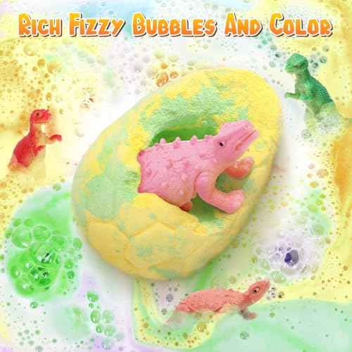 Golray Bath Bombs for Kids with Surprise Inside Dinosaur Toy, 12 Pack Dinosaur Eggs Bath Bombs Pretend Playset, Handmade Bubble Bath Fizzies Stocking Stuffers Birthday Christmas Gift for Boys