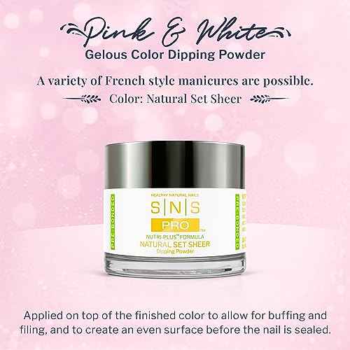 SNS Nail Dip Powder, Natural Set Sheer (Natural/Nudes, Sheer) - Long-Lasting Acrylic Nail Color & Polish Lasts up to 14 days - Low-Odor & No UV Lamp Needed - 2 Oz