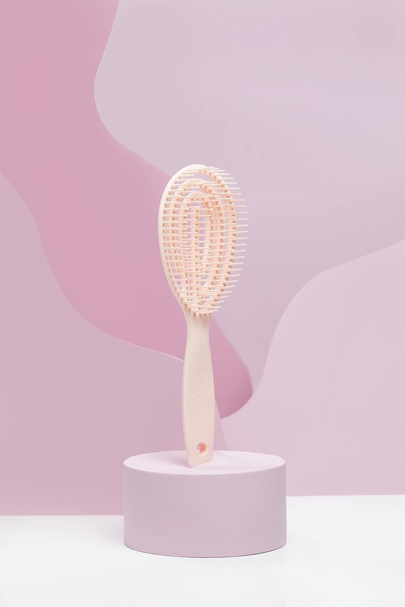 FLEX DMC Detangling Brush - Ideal for Curly, Frizzy, Thick Hair | Flexible Plastic Design, Round Shape