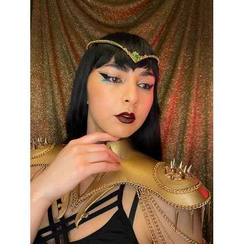 MOSTORY Handmade Princess Crystal Tiara for Wedding V-shape Renaissance Elf Crown Headband Golden Green Fairy Headpiece for Women Goddess Cosplay Costume Hair Accessory Maternity Shoot Birthday