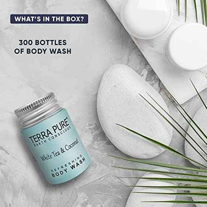 Terra Pure White Tea & Coconut Body Wash, Travel Size Hotel Amenities, 1 oz. (Case of 300)