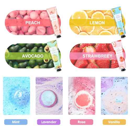 Gifts for Women, Bath Sets for Women Gift, Teacher Appreciation Gifts, Nurse Gifts, Bath Bombs and Hand Lotion Set, Bridesmaid Birthday Gifts, Self Care Gifts for Corworkers