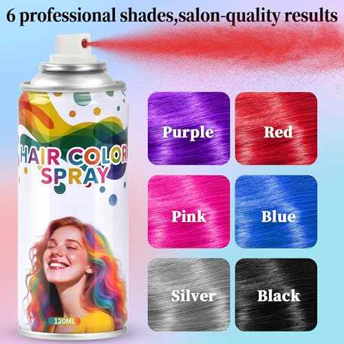 2 Pack Temporary Hair Color Spray for Girls Women,Washable Hair Dye Spray Non-Sticky Halloween Cosplay Party Crazy Hair Day Hair Coloring Wax (Fiery Red&Purple)