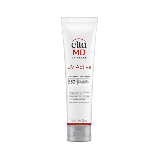 EltaMD UV Active 100% Mineral Sunscreen with Zinc Oxide, Water Resistant Sunscreen SPF 50+ Up to 80 Minutes, Oil Free SPF for Face and Body, 3.0 oz Tube