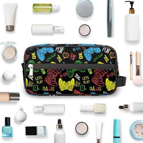 Travel Toiletry Bag for Boys Kids, Game Controller Waterproof Hanging Dopp Kit for Men, Video Games Shaving Bag with Large Capacity for Travel, Sports, Shower