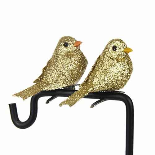 HOMSFOU 36 Pcs Glitter Bird Clip on Ornaments - Sequin Bird Ornaments for Women - Ladies Jewelry Hair Barrette - Birds Decor Hair Clips - Miss Statue Gold Powder, Ideal for Parties and Festivals