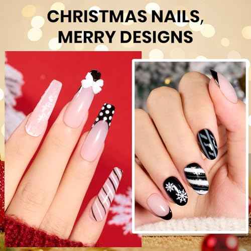 beetles Christmas Gel Polish - Black and White Colors Gel Nails, 2pcs 15ml Black White Polish Soak Off Led Nails Art Manicure Salon Christmas gift for Women