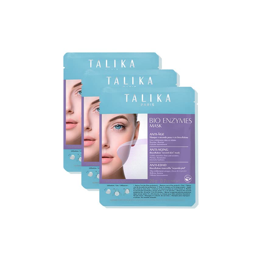 Talika Bio Enzymes Anti-Aging Face Mask - Smoothing Biocellulose Sheet Mask | 3 Packs for Youthful Skin