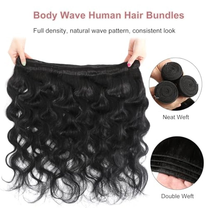 Body Wave Bundles 12A Human Hair 28inch One Bundle 100% Unprocessed Brazilian Virgin Body Wave Human Hair Bundles for Black Women Natural Black