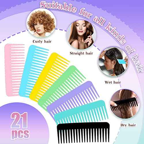 Meanplan 21 Pcs Operation Christmas Bulk Items Large Wide Tooth Comb Bulk for Curly Wet Hair Long Tooth Detangler Comb Christmas Charity Gift No Handle Styling for Women Men