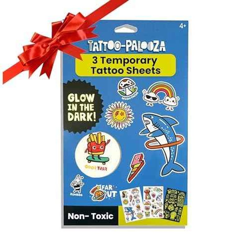 Ooly 40+ Glow in the Dark Temporary Tattoos For Kids, Safe & Non-Toxic Temporary Tattoo, Party Favors Gifts for Kids - Bright & Funny