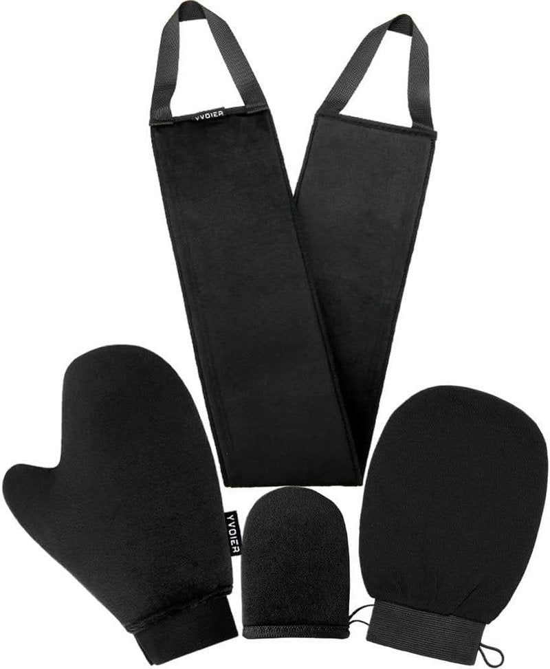 Self Tanning Mitt Applicator Kit - 4 in 1 Set with Exfoliating Glove & Back Lotion Applicator | Perfect for Face & Body Tanning
