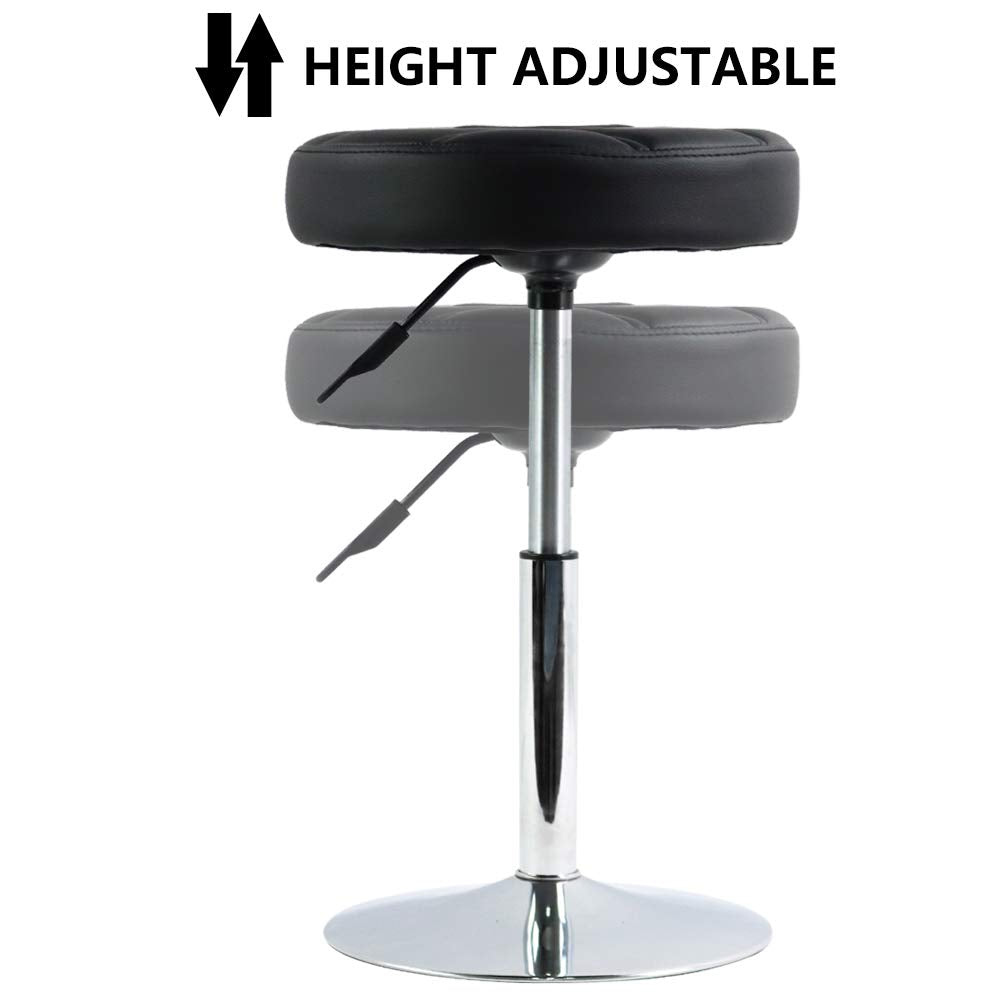 FURWOO Short Round PU Leather Shop Stool - Padded Stool for Salon,SPA,Manicure and Vanity - Small Black