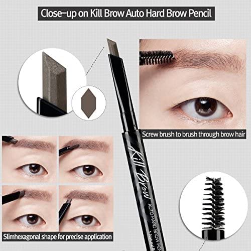 CLIO Kill Brow Auto Hard Eyebrow Pencil - Dual-End, Long-Lasting, Waterproof | Natural Brown (#01)