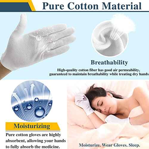 24Pcs White Cotton Gloves for Dry Hands Kids Eczema Gloves Overnight Moisturizing Gloves for Women Cosmetic