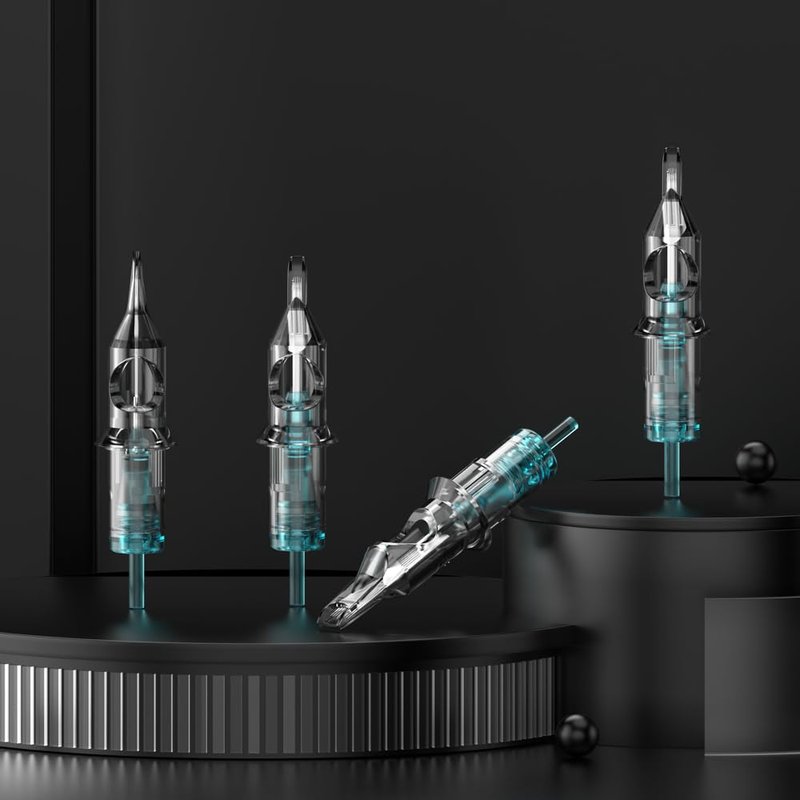Aquamarine Knight Tattoo Cartridge Needles - 50 Pcs 0.3mm Bugpin Round Liner, Disposable with Membrane