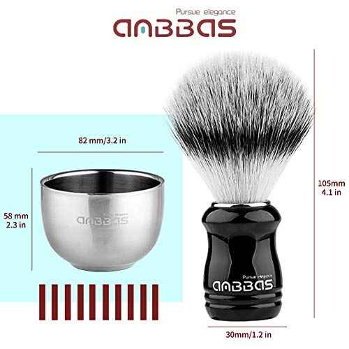 Anbbas Synthetic Badger Hair Shaving Brush,Stainless Steel Shaving Stand and Bowl,Goat Milk Shaving Soap 100g for Men Wet Shave Kit