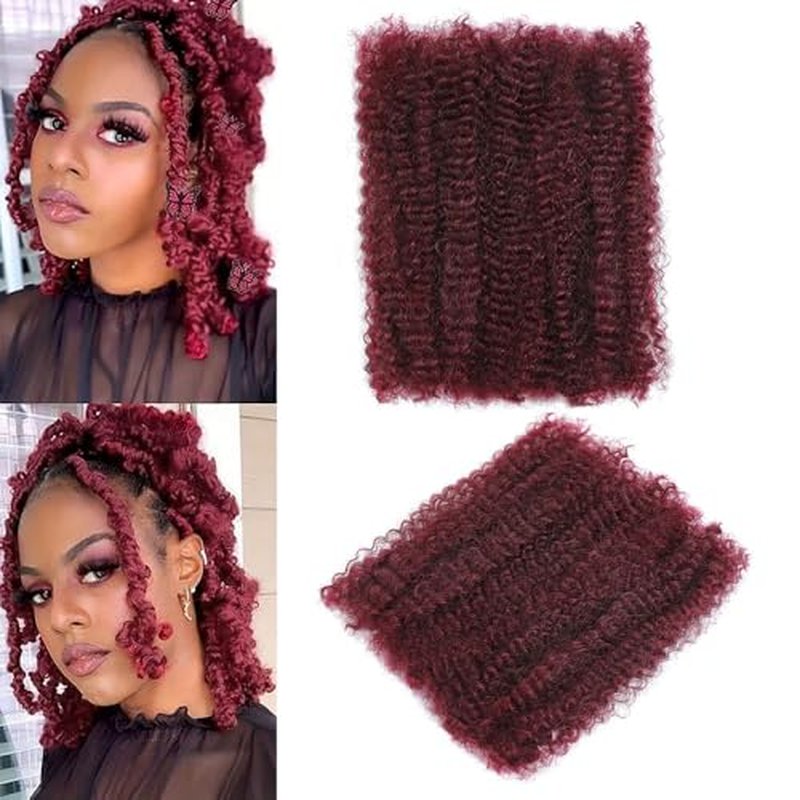 Afro Kinkys Bulk Human Hair -100% Real Human Hair for Mini Twist, Braiding, Loc Extensions & Crochet, 16 Inch 50g 4c Kinky Curly Hair Bundles, 99J Afro Bulk for Dreadlocks