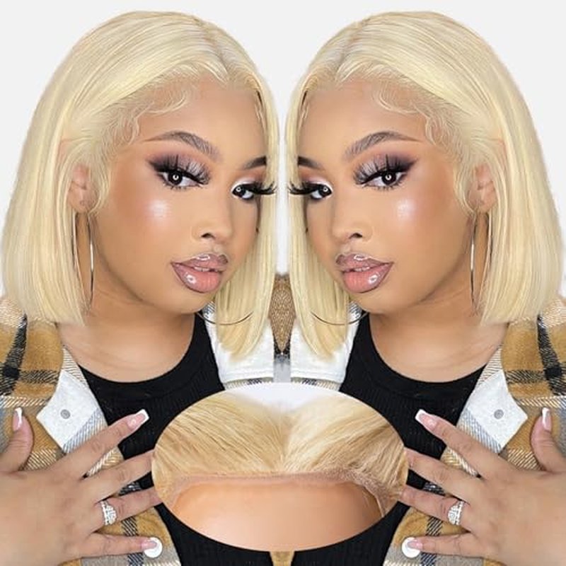 Blonde Bob Wig Human Hair 613 Bob Lace Front Wig Human Hair 13X6 Blonde lace Front Bob Wigs Pre Plucked 180% 18 inch