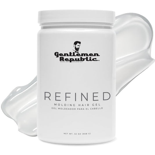 Gentlemen Republic 32oz Refined Hair Gel for Men - Provides 24 Hour High Hold & Shine - Premium Mens Hair Styling Products with No Beeswax, Alcohol, Parabens & Humidity Resistant