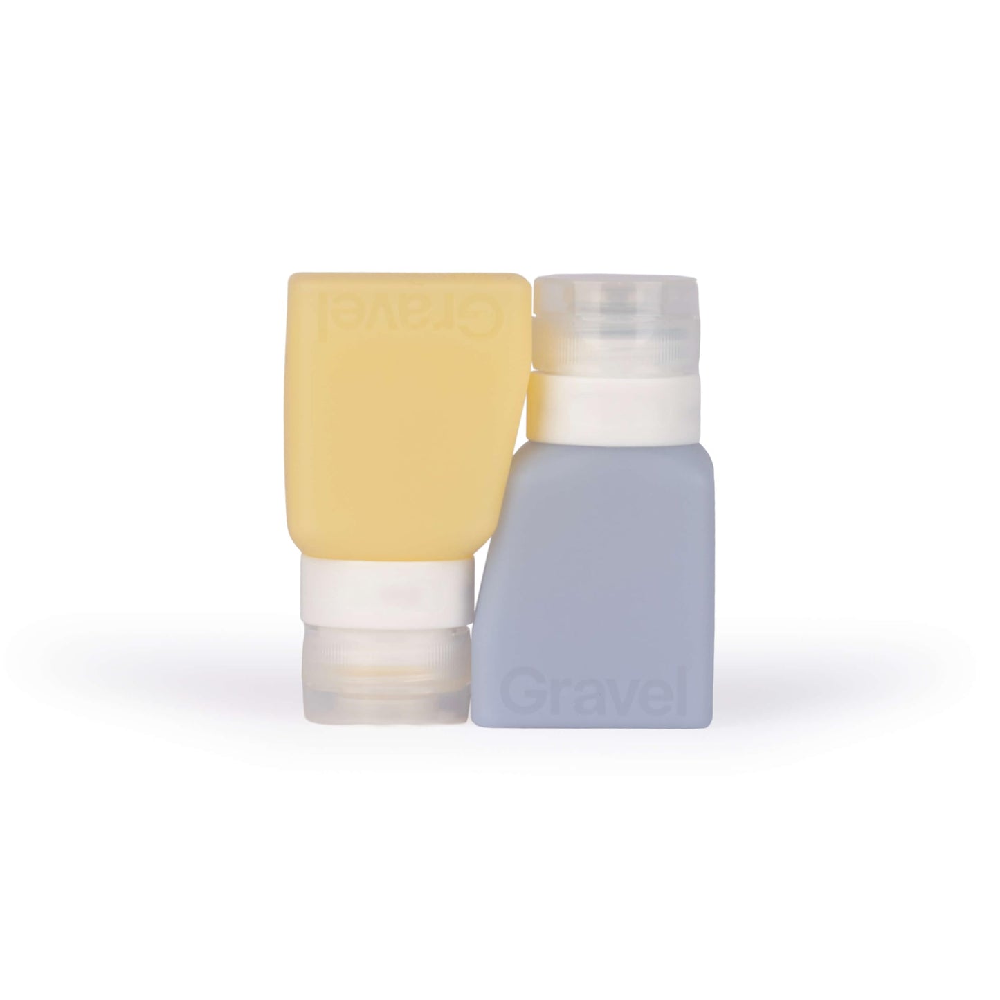 Gravel Silicone Travel Bottles for Toiletries 3oz (2-Pack) – Leakproof, BPA-Free, TSA Approved Travel Bottles with Label System for Shampoo, Conditioner, and Liquid Toiletries (Honey & Glacier)