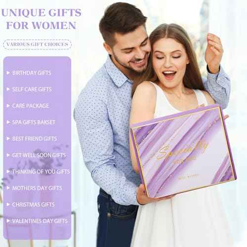 Self Care Gifts for Women Birthday Unique, Relaxing Spa Gift Baskets for Women Care Package Get Well Soon Gift, Christmas Gifts for Mom Her Girlfriend Wife Sisters Friends With Blanket
