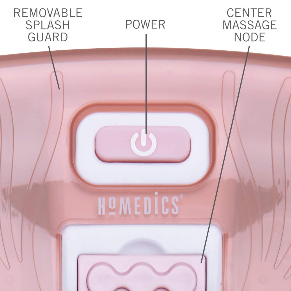 Homedics Bubble Bliss Deluxe-Foot Spa, Heat Maintenance, Raised Nodes, 3 Attachements, Pink