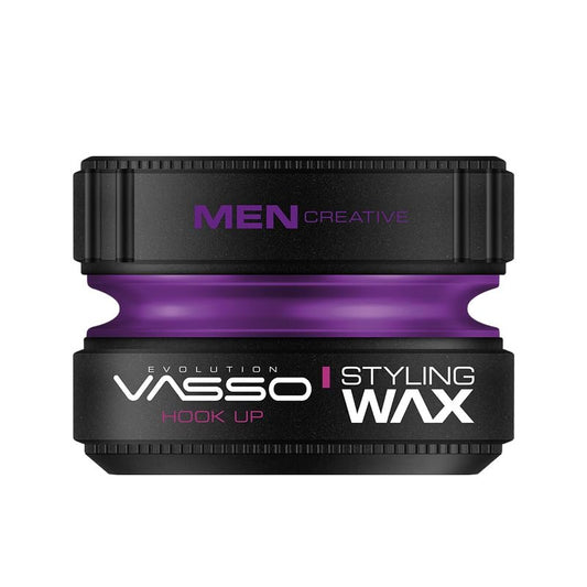 Vasso Hook Up Hair Styling Wax for Men, Super Strong Hold with Natural Shine, Water Based Hair Wax for Short & Thin Hair, Long Lasting Reworkable Styling Pomade, 5.07 fl oz (150 ml)