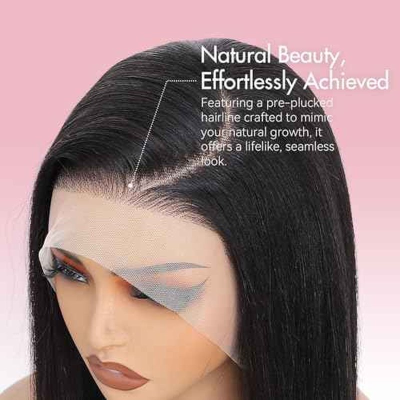 13x4 HD Lace Front Wigs Human Hair Straight Wigs for Black Women - 220% Density, Pre-Plucked Natural Hairline & Glueless Design for Effortless Style, 24 Inch