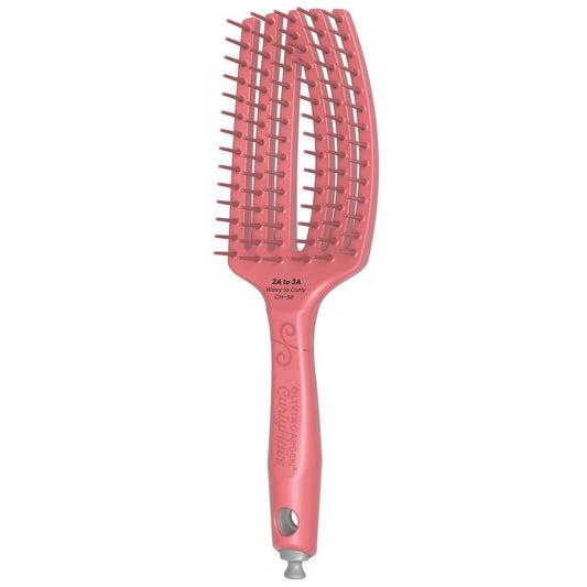 Olivia Garden CurlyHair Brush for Wet or Dry Hair - Curly Hair Brush for Detangling, Product Layering, Curl Encouragement, Scalp Care - Single Bristles Brush