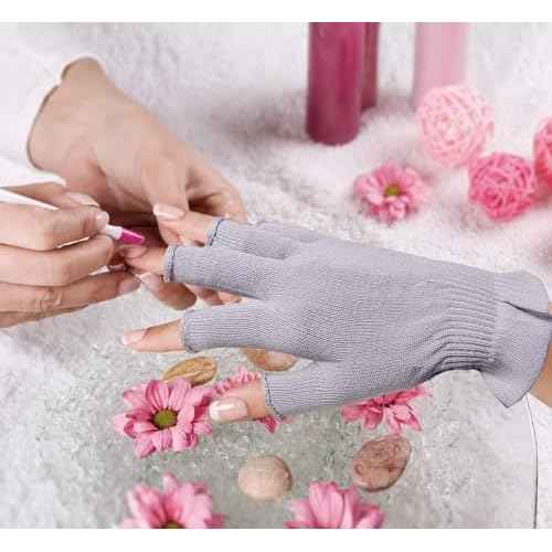 MIG4U 3 Pairs Fingerless Moisturizing Gloves, Half Finger Touchscreen Beauty Glove for Eczema, SPA, Dry Hands, Skin Treatment, Summer Sun UV Protection, Pale Purple S/M