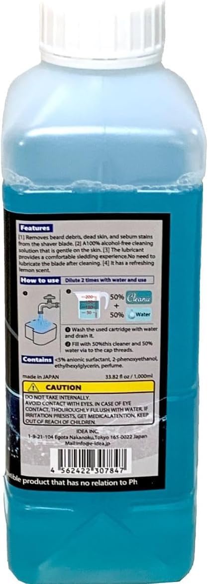 Cleanu (クリンニュ) 2X Concentrated Shaver Cleaning Solution Refill Compatible with Philips Norelco SmartClean & Quick Clean Pod Systems – Makes Up to 12 Cartridge Refills, 1L (33.8 oz), Made in Japan