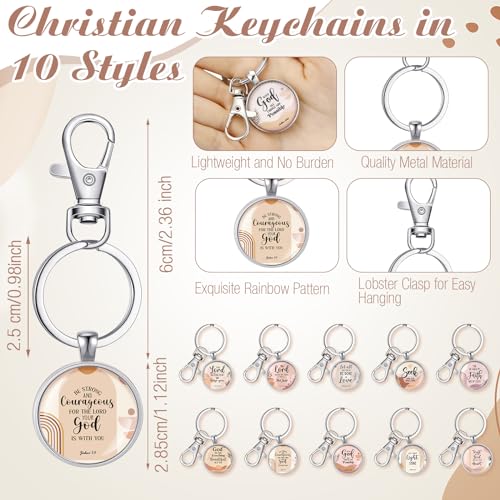 Talltalk 20 Pcs Christian Gift Bulk for Women Religious Cosmetic Bag Inspirational Scripture Keychain(Bohemian Style)