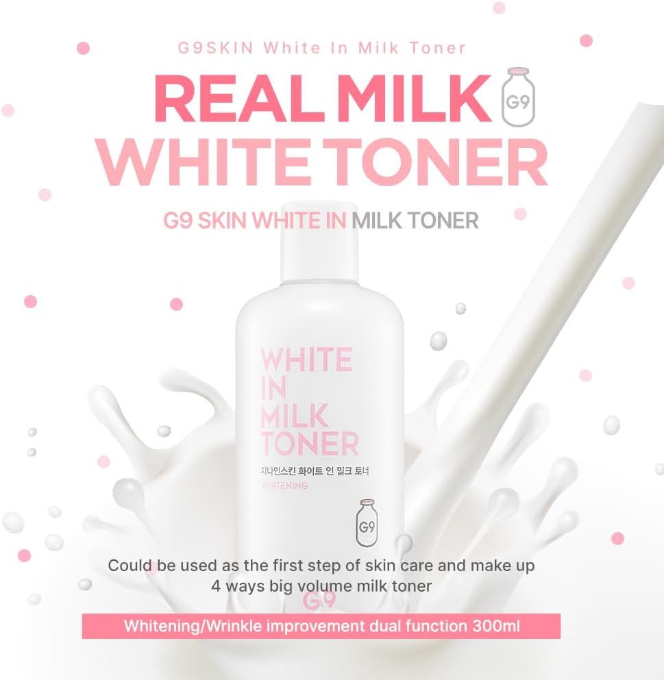 G9SKIN Milky Korean Face Toner - Hydrating 300ml for Dry & Sensitive Skin | Lightweight Moisturizer