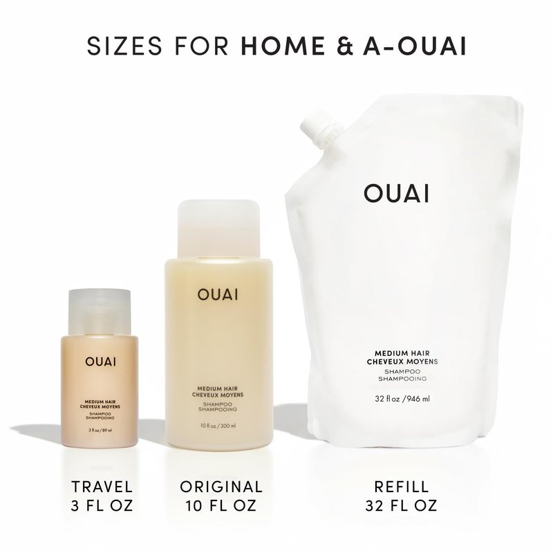 OUAI Medium Hair Shampoo - Hydrating Shampoo for Color Treated Hair & Dry Scalp - Nourishes, Strengthens, Reduces Breakage & Adds Shine - Coconut Oil, Babassu, Keratin - Sulfate Free, 10 Oz